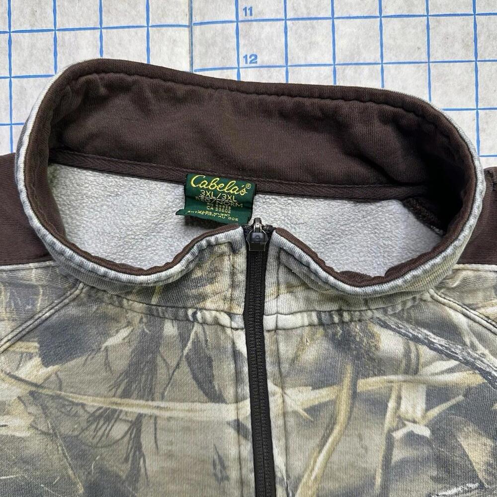 Cabelas Pullover 3XL XXL Advantage Camo Fleece Faded Baggy Distressed VTG